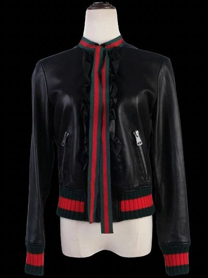 Gucci WomenÕs Black Wool Jacket XXS with Red and Green Accents