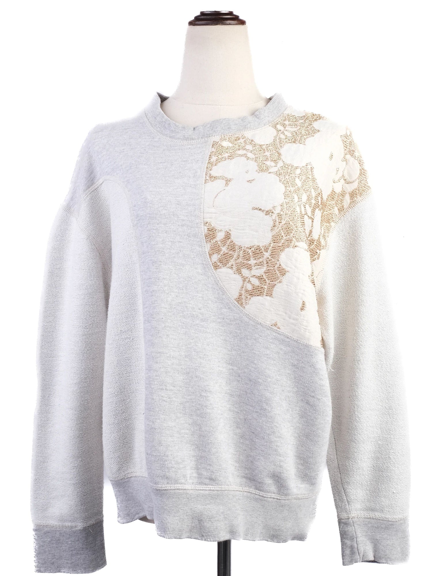 Excellent Stella McCartney Gray Cotton Sweater with Floral Detail
