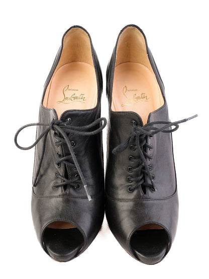 Christian Louboutin Black Leather High Heeled Shoes Size 37