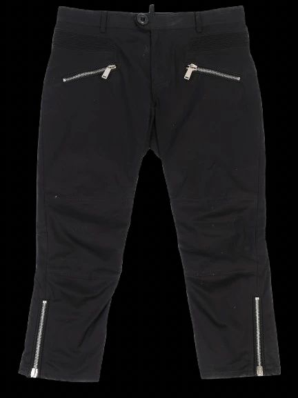 Excellent Dsquared2 Black Cotton Pants Size 40 with Zipper Details