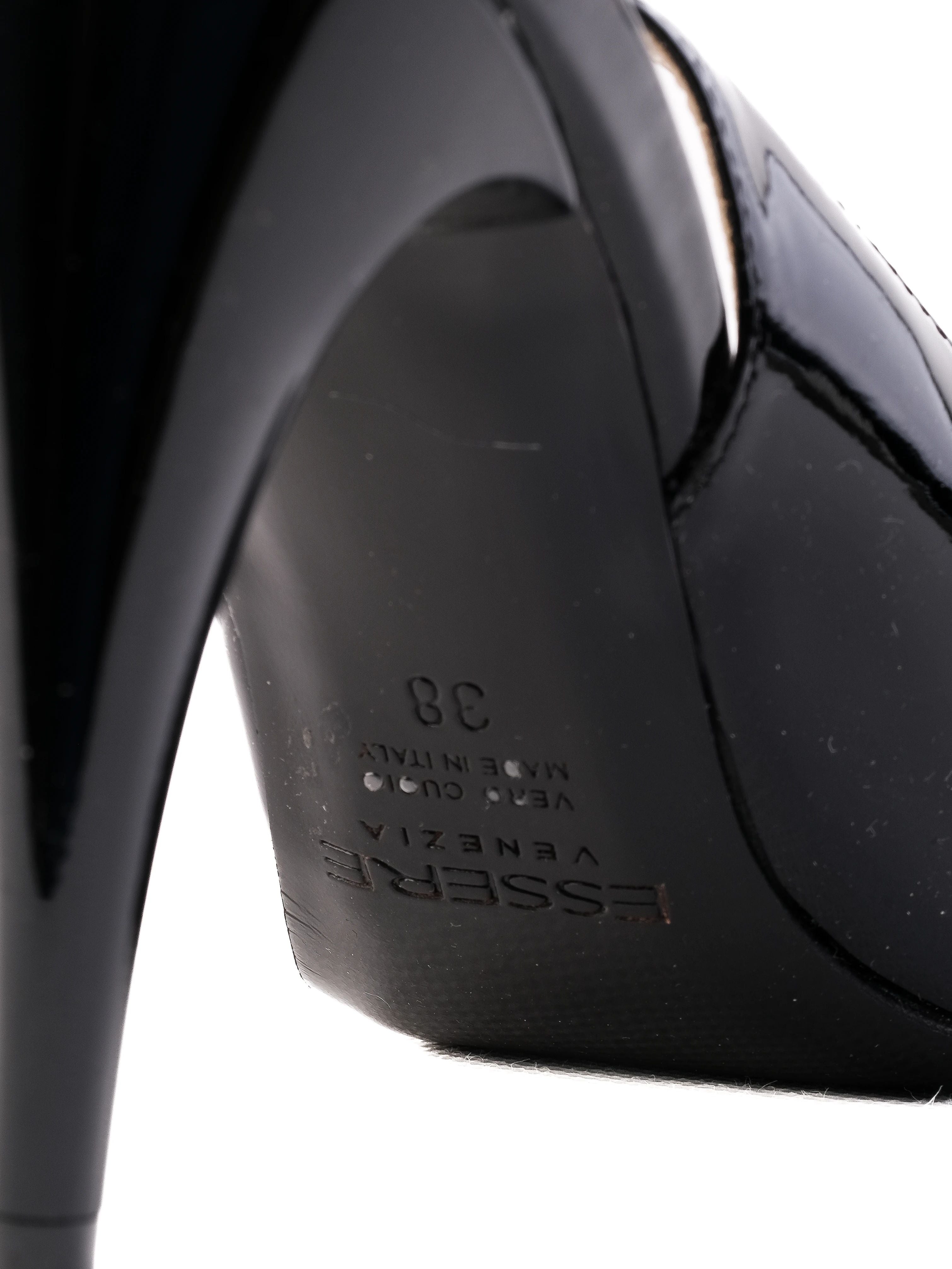 EXCELLENT Essere Black Leather High-Heeled Shoes Size 38