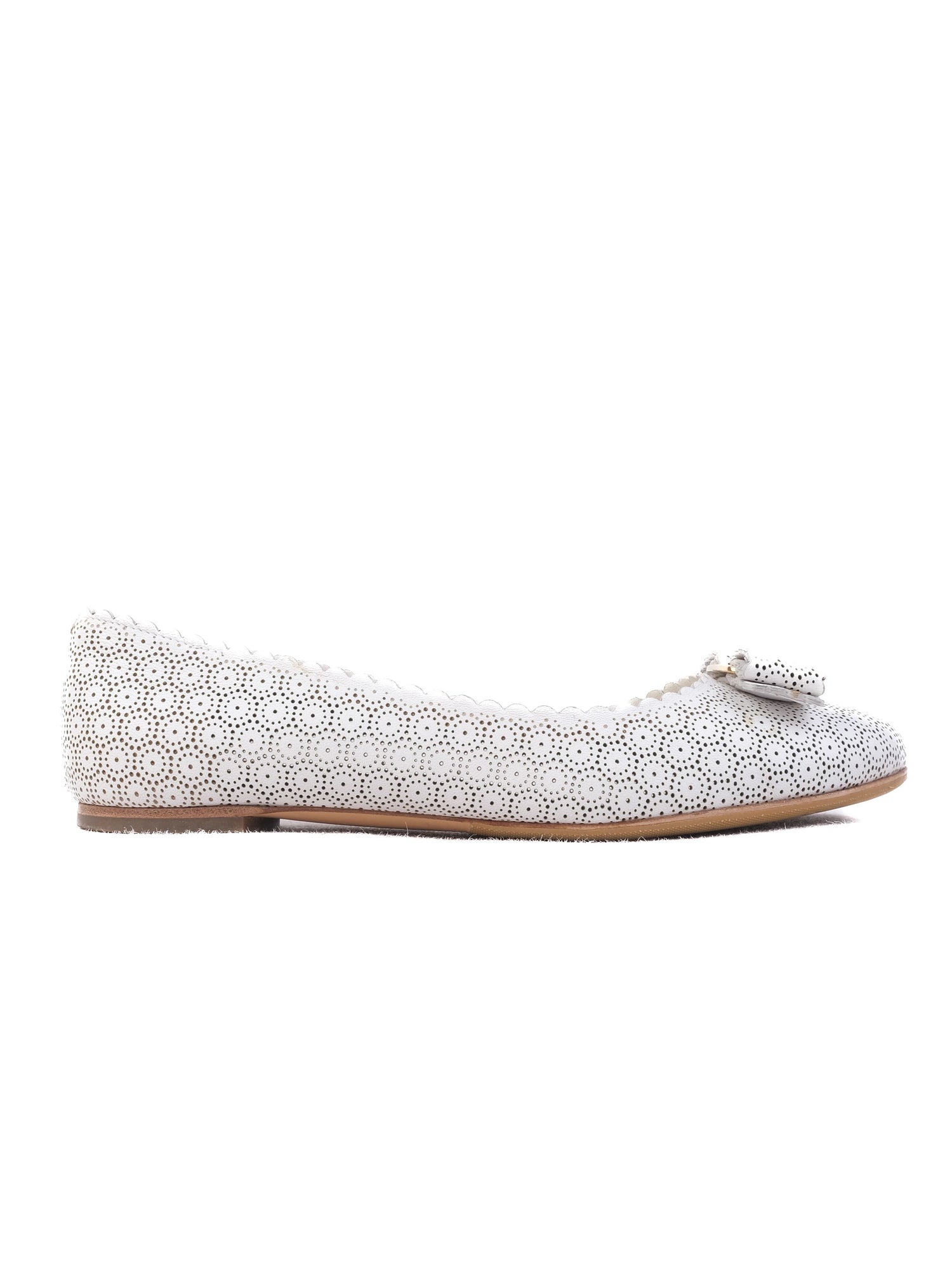 Excellent Salvatore Ferragamo White Leather Flats Size 36.5