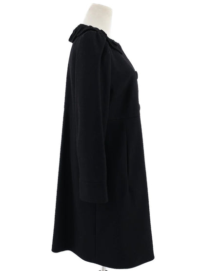 Excellent Red Valentino Black Wool Coat Size L with Textured Detail