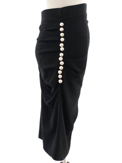 Excellent Elisabetta Franchi Black Ruched Pencil Skirt XS