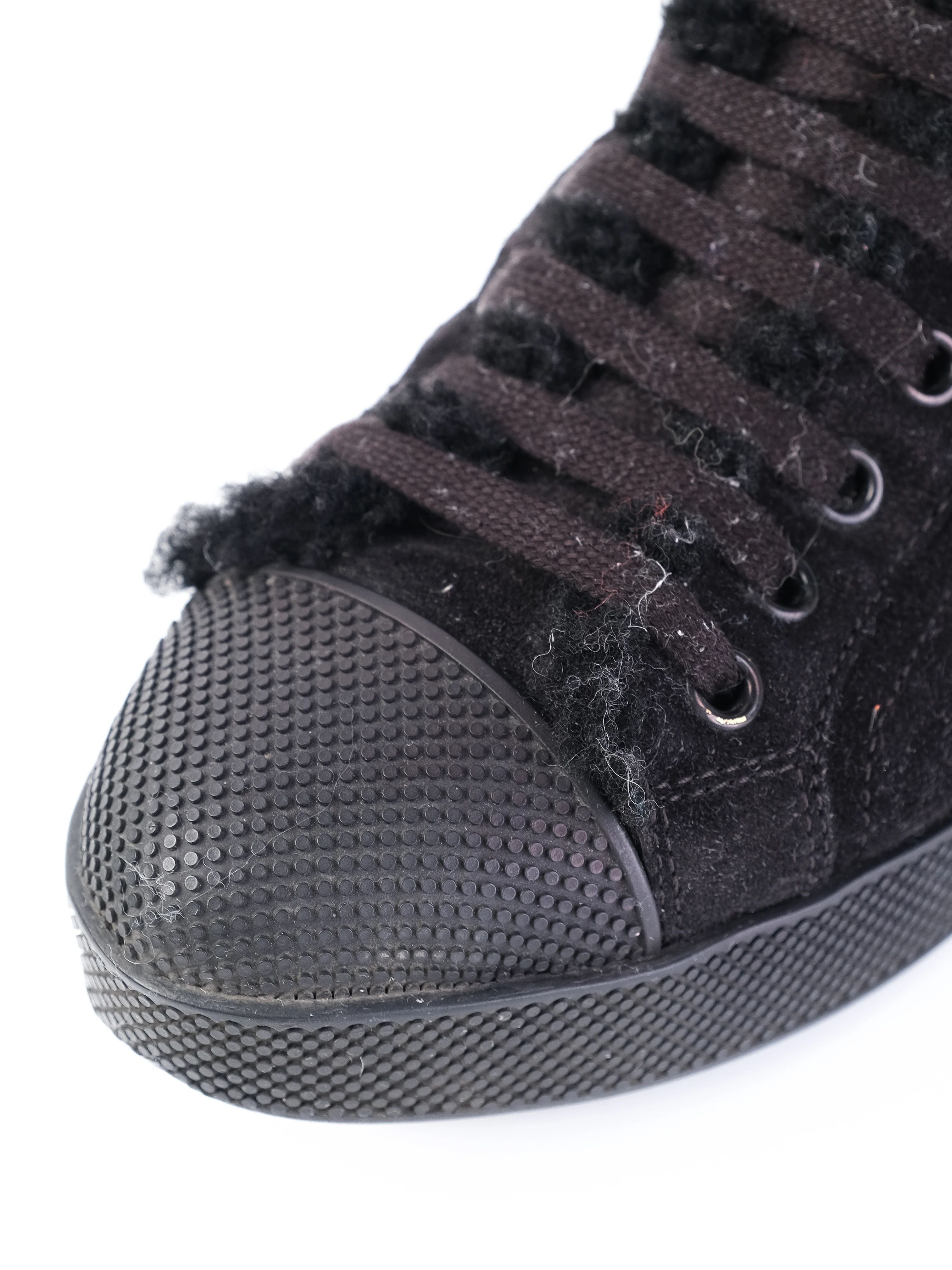 EXCELLENT Prada Black Leather High-Top Sneakers Size 35