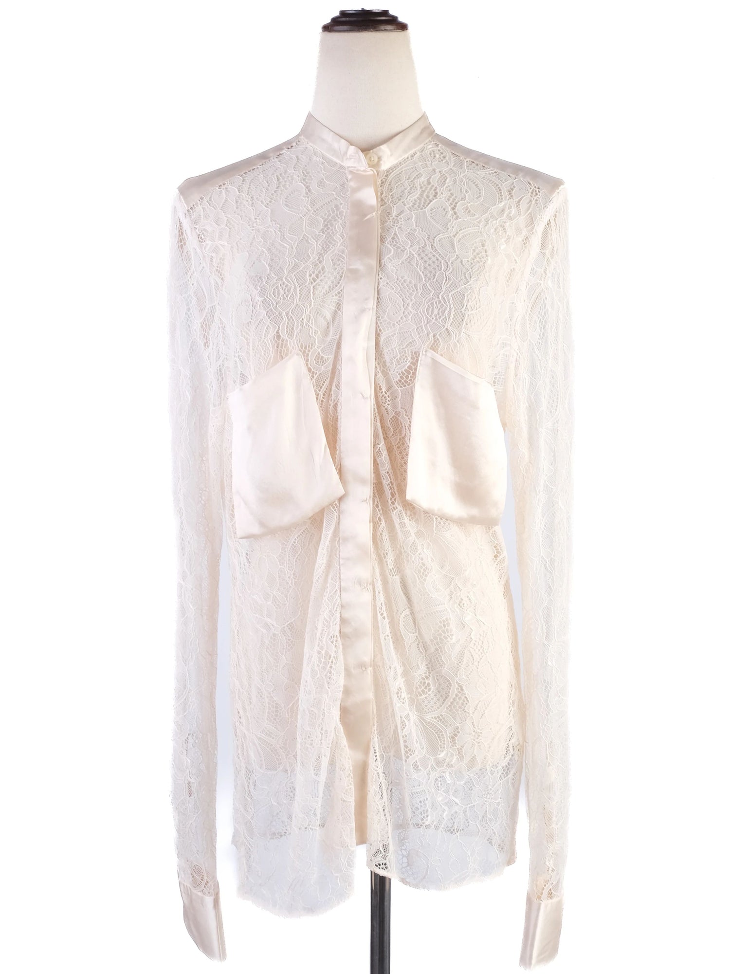 NEW By Malene Birger White Sheer Lace Blouse Size M