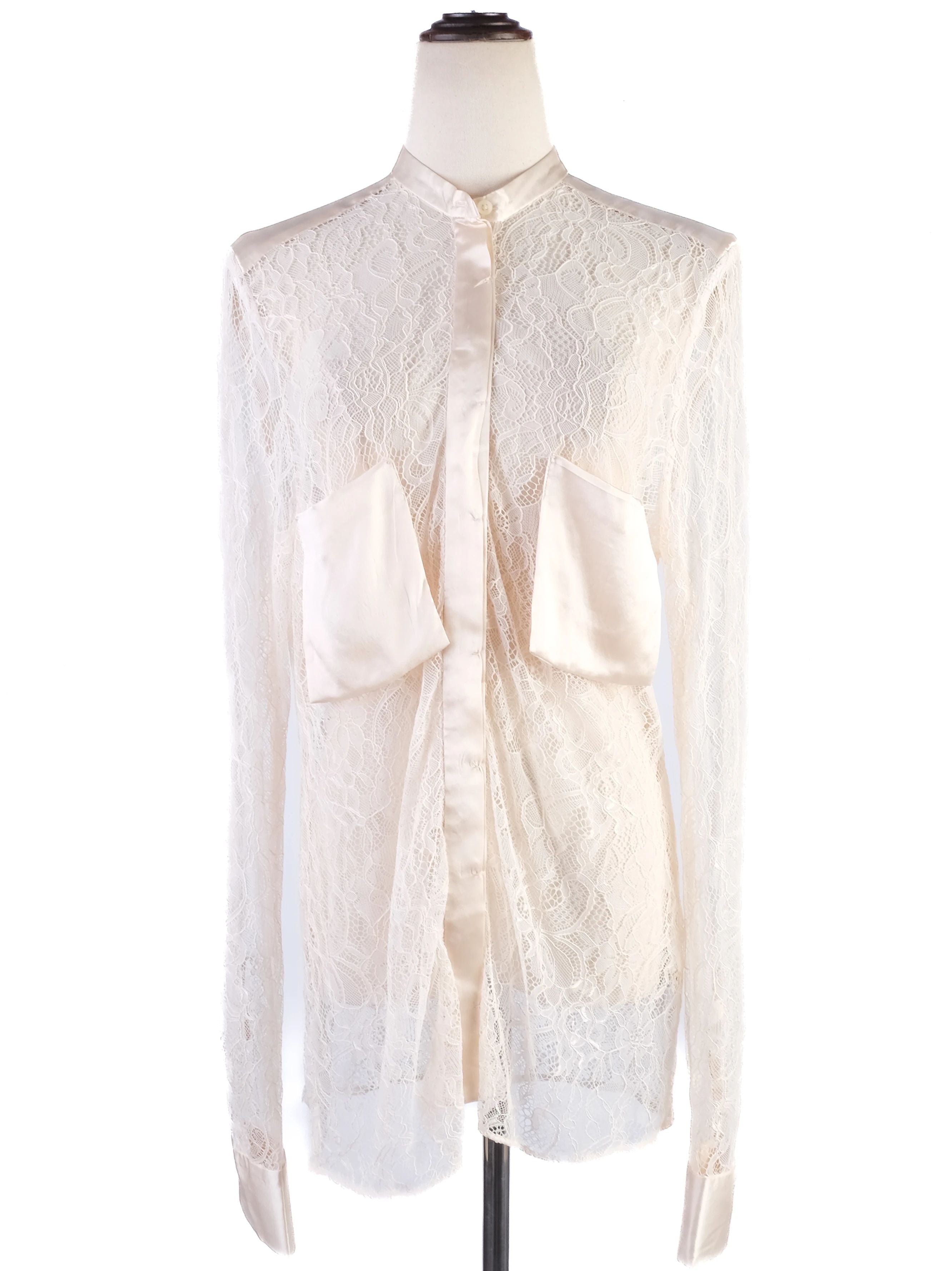 NEW By Malene Birger White Sheer Lace Blouse Size M