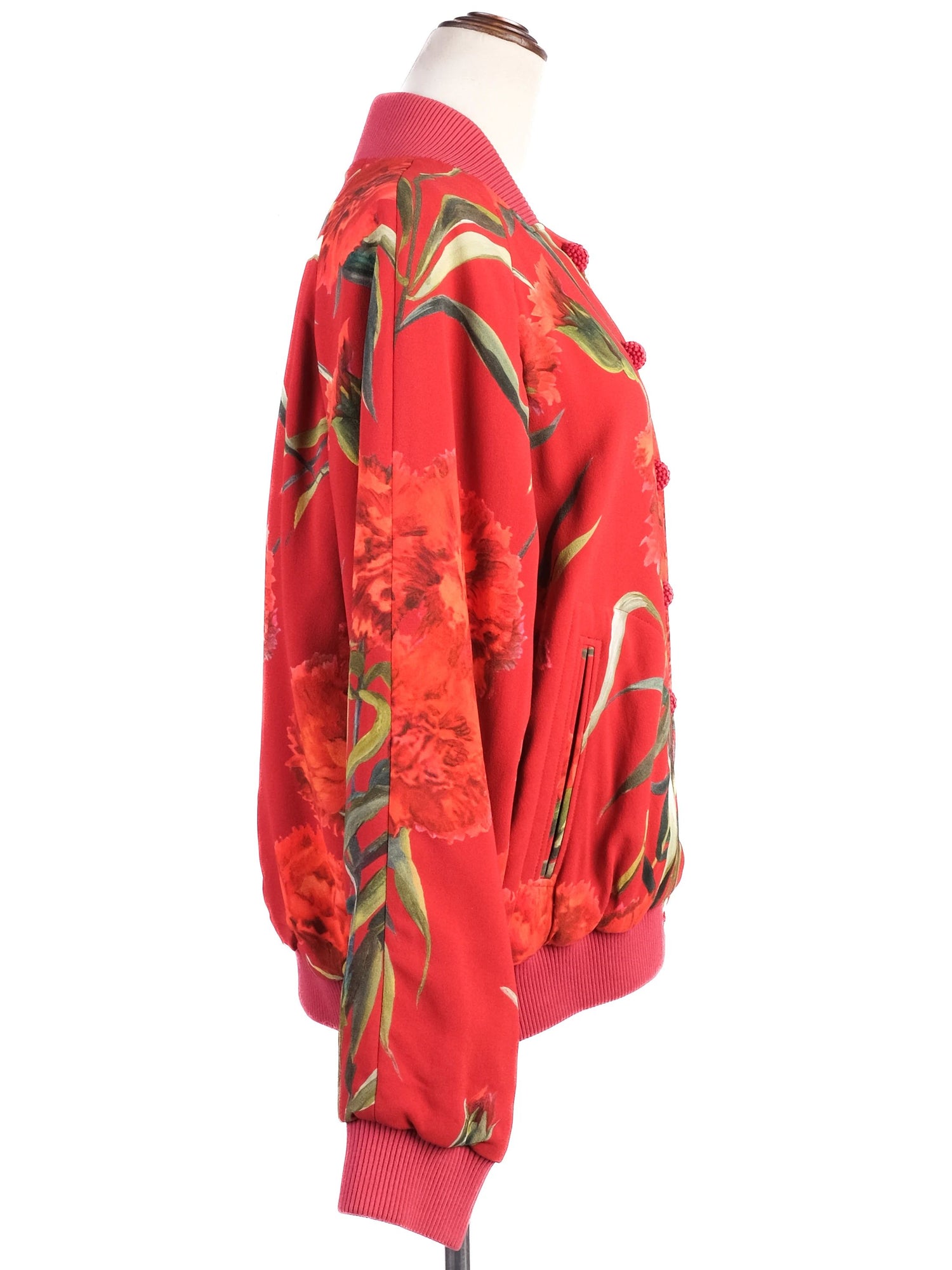 Excellent Dolce Gabbana Red Floral Bomber Jacket Size S