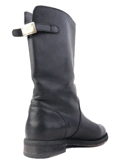 Excellent Dolce Gabbana Black Leather Mid-Calf Boots Size 36