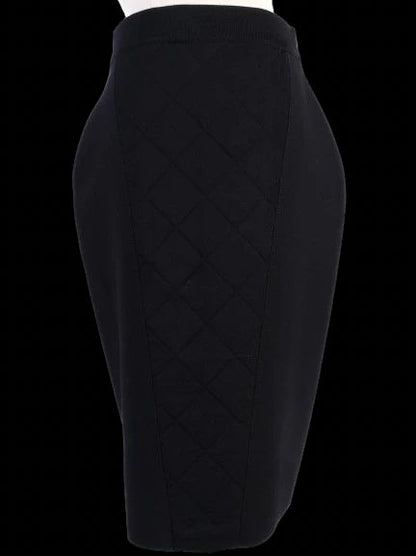 Excellent Givenchy Black Wool Pencil Skirt Size S with Quilted Sides