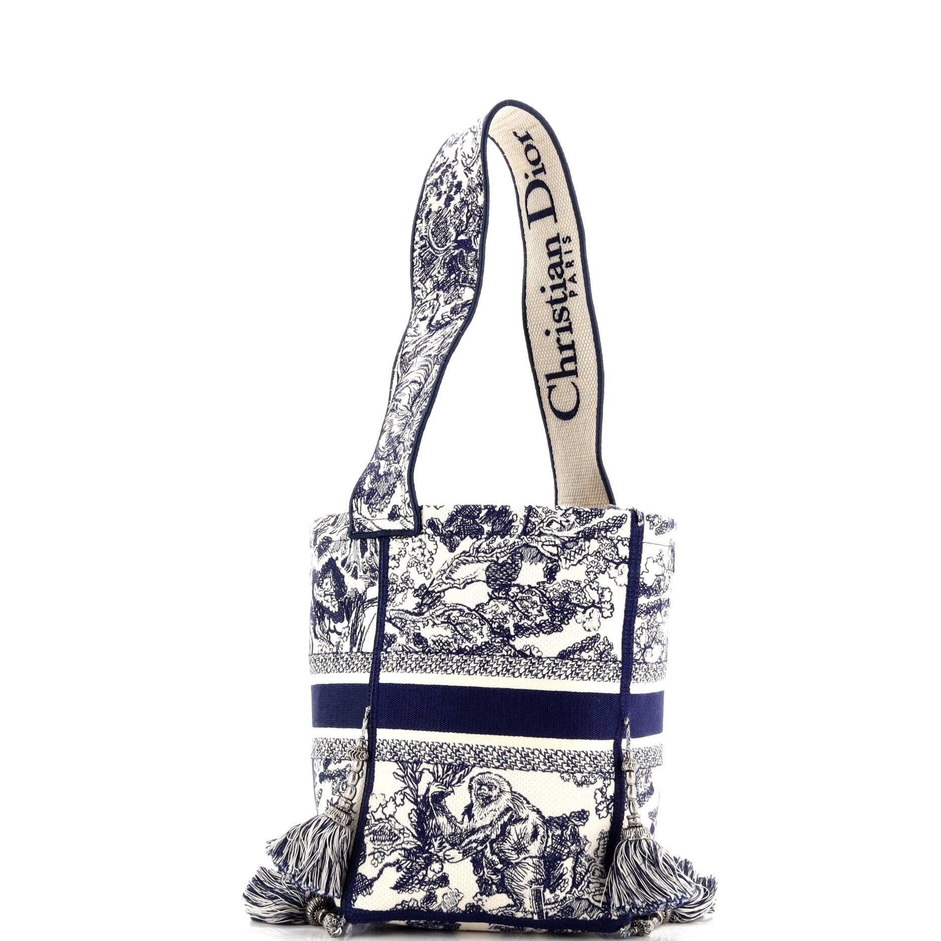 Dior D-Bubble Bucket Bag, Embroidered Canvas