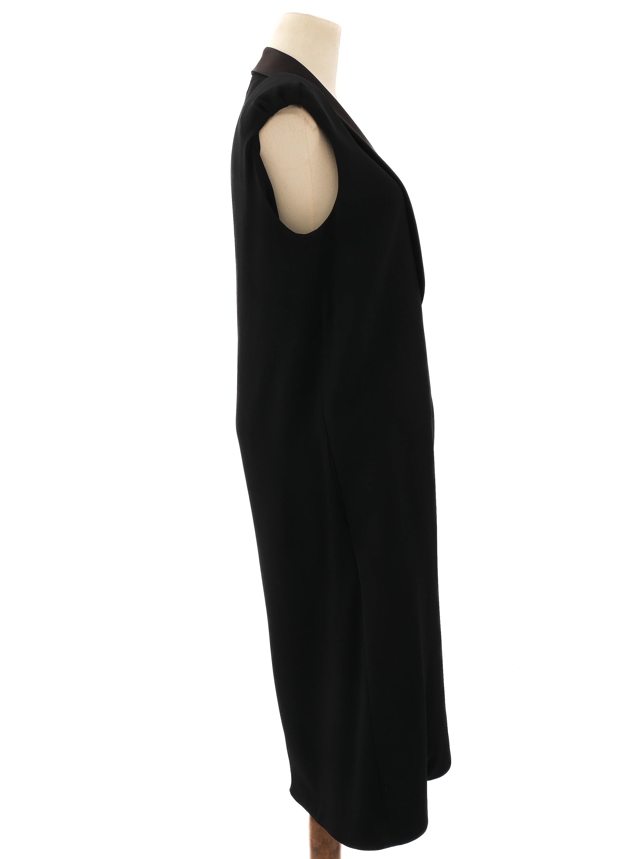 Excellent Lanvin Black Sleeveless Long Coat Size M Viscose