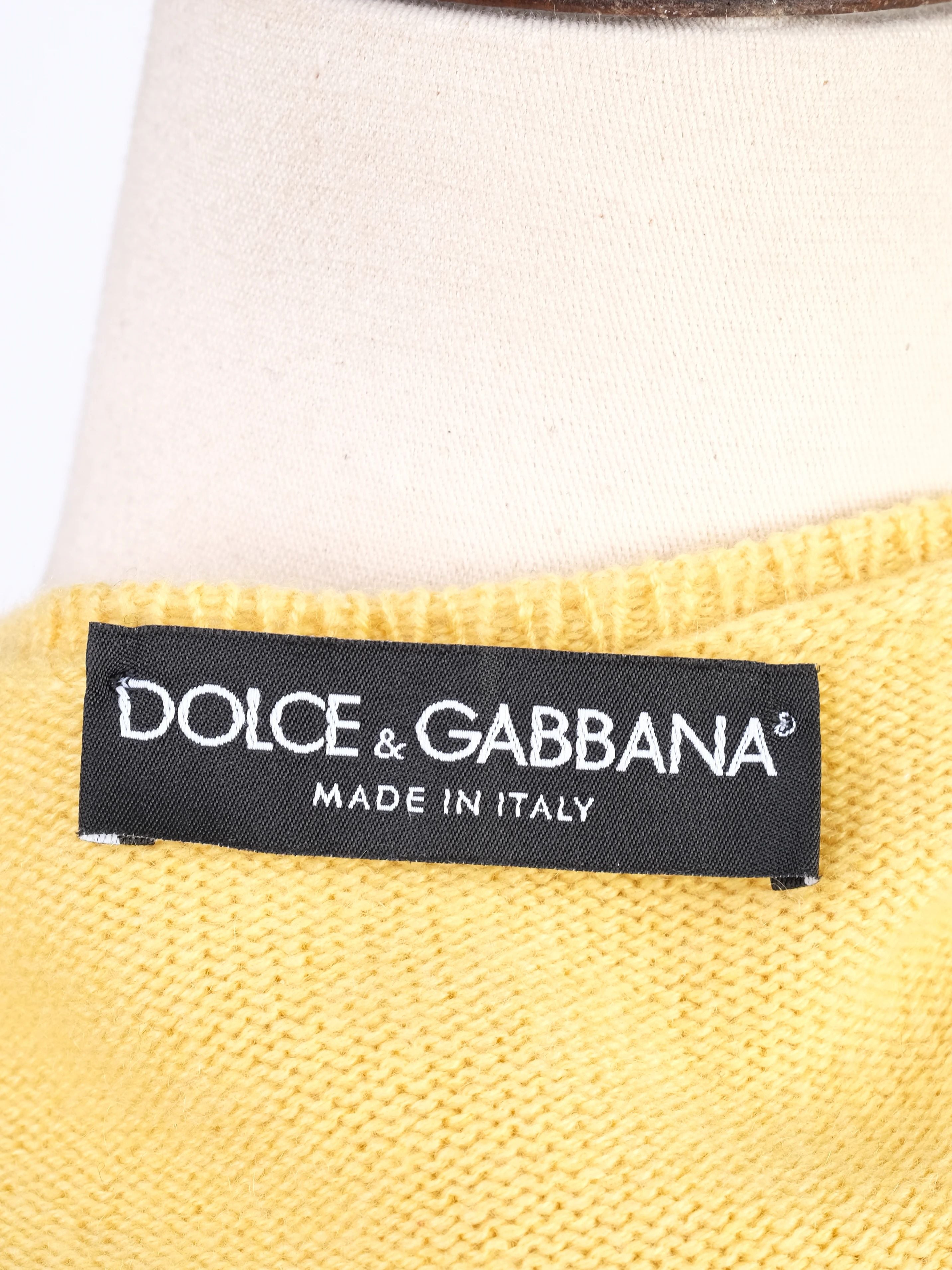 Excellent Dolce Gabbana Yellow Cashmere Sweater Size XS