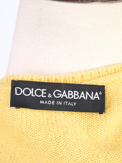 Excellent Dolce Gabbana Yellow Cashmere Sweater Size XS