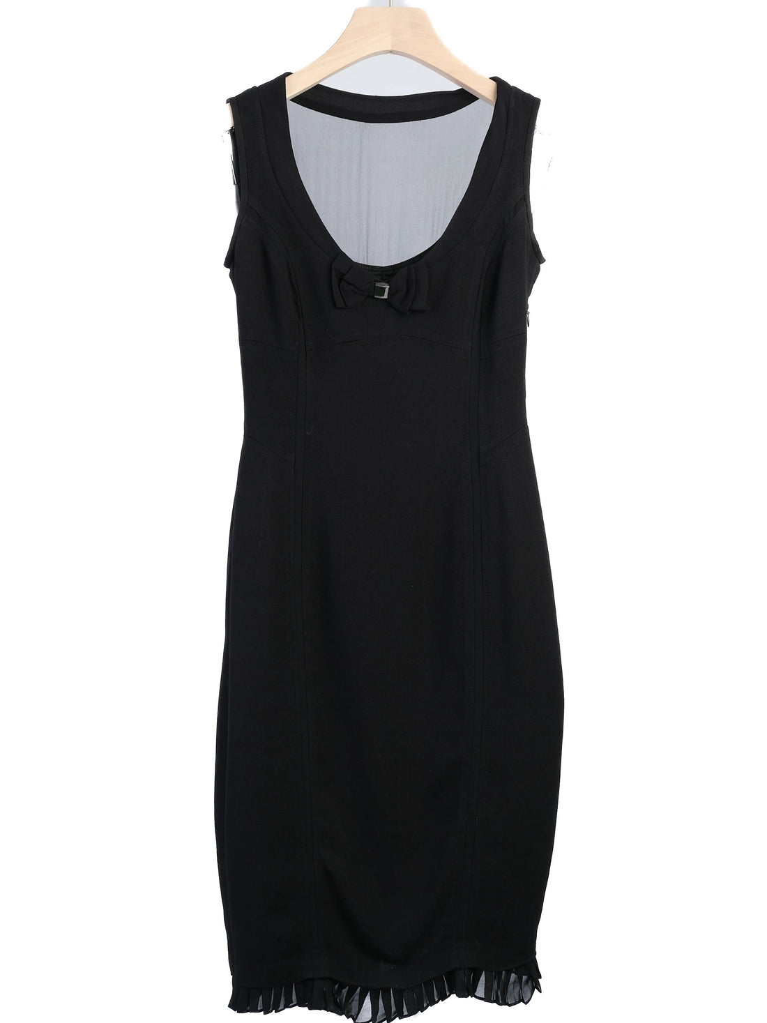 Excellent Karen Millen Black Sleeveless Dress Size S with Bow Detail