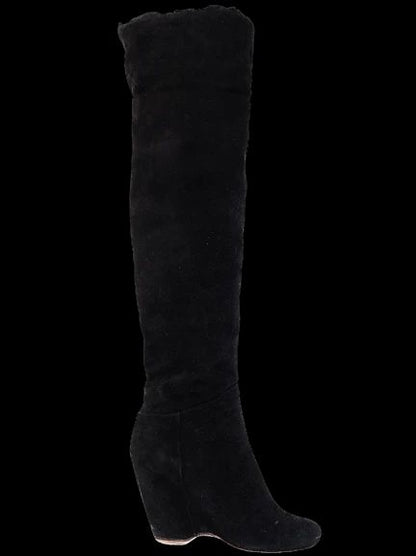 Excellent Giuseppe Zanotti Black Genuine Suede Knee-High Wedge Boots Size 36