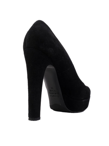 R&amp;Renzi Black Genuine Suede High-Heeled Shoes Size 38