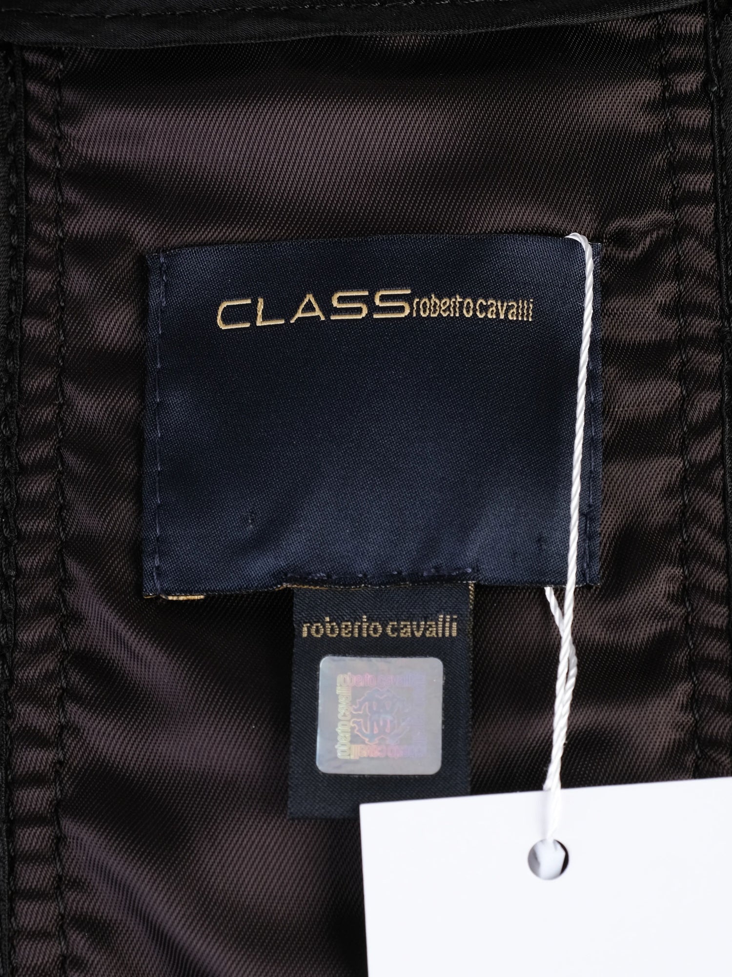 Class Roberto Cavalli Black Leather Long Coat Excellent Condition