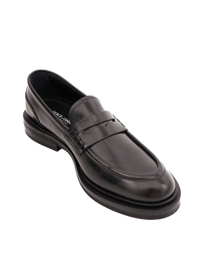 Excellent Dolce Gabbana Black Leather Loafers Size 40 Men
