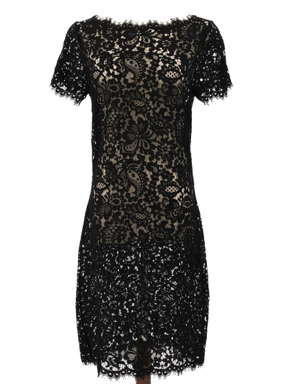 Excellent Ralph Lauren Black Lace Dresses Size L Floral Design