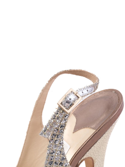 Excellent Jimmy Choo Gray Leather High-Heeled Platform Shoes Size 37