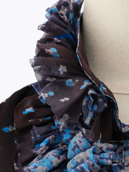 Class Roberto Cavalli Sheer Floral Blouse Blue Silk Size L Excellent