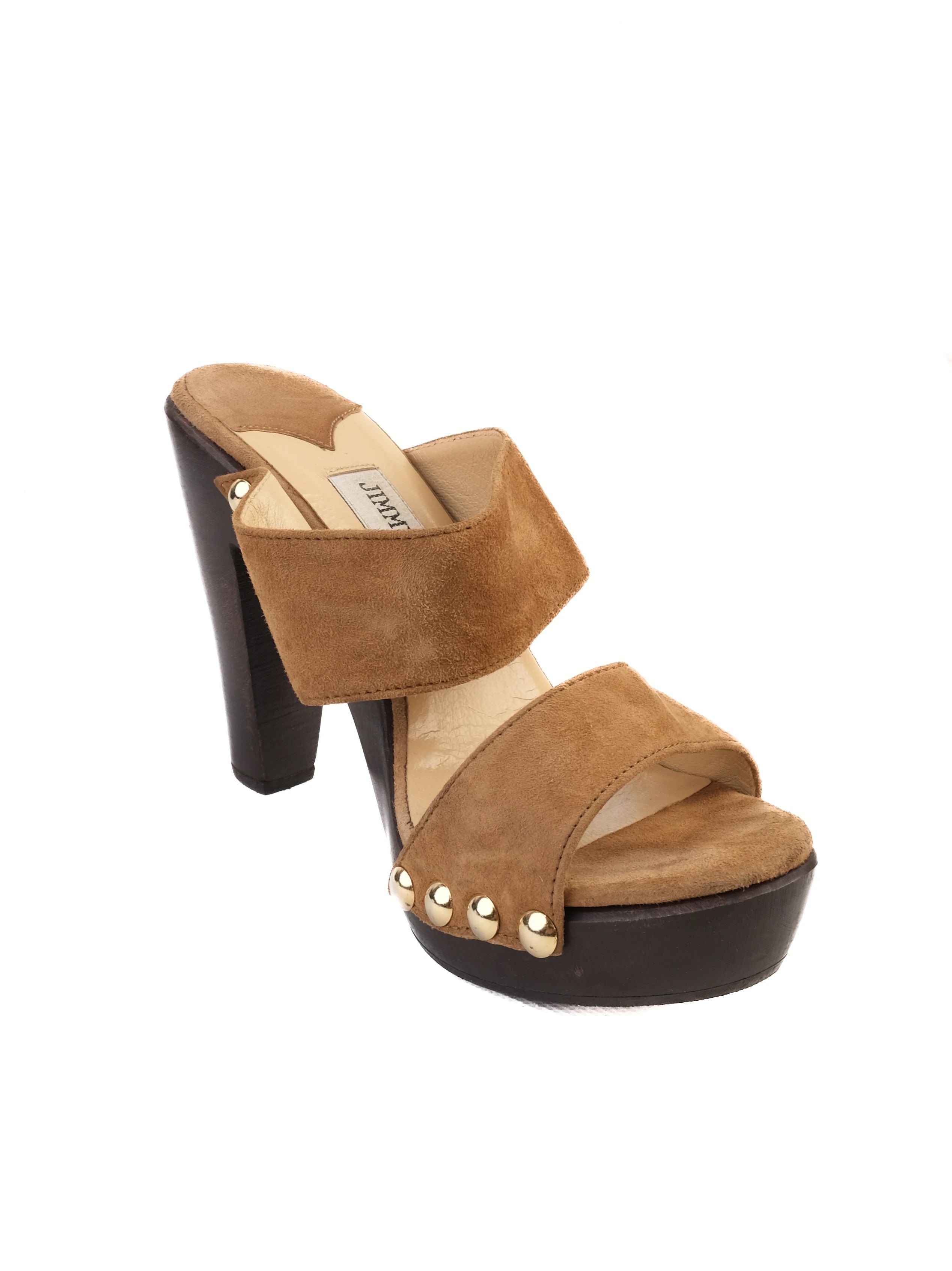 Excellent Jimmy Choo Orange Leather High-Heeled Platform Sandals Size 37