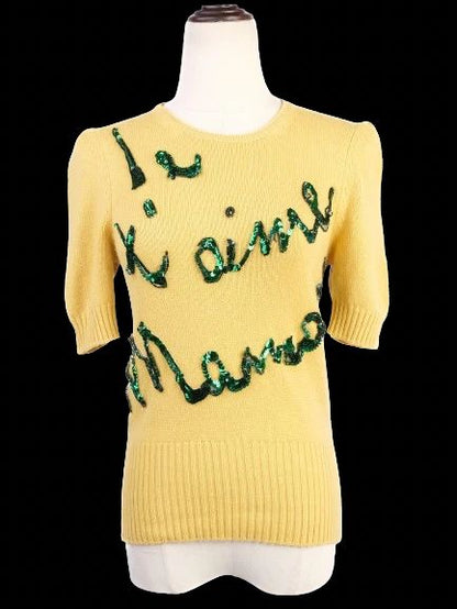 Excellent Dolce Gabbana Yellow Cashmere Sweater Size XS