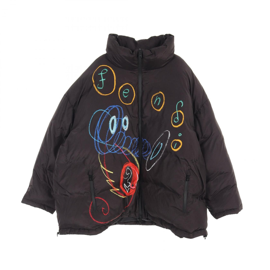 Fendi Down Jacket Faa 749agrk Polyester Black Multicolor Mens M