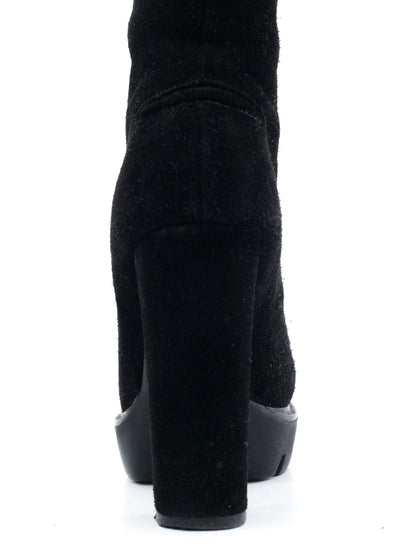 Perfect Kenzo Black Leather Knee-High Boots Size 36 with Block Heels