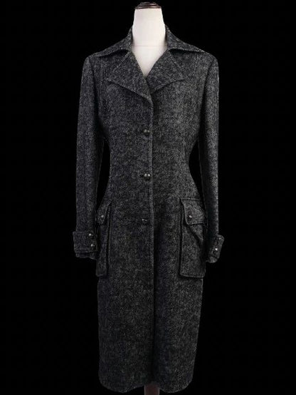 Excellent GF Ferre Gray Wool Coat Size S with Button-Up Front