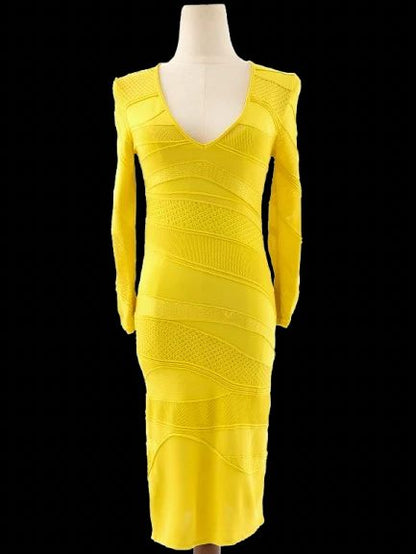 Excellent Roberto Cavalli Yellow Bodycon Dress Size S