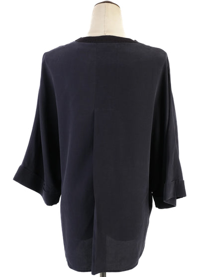 Excellent Joseph Blue Silk Top Size M with Three-Quarter Sleeves