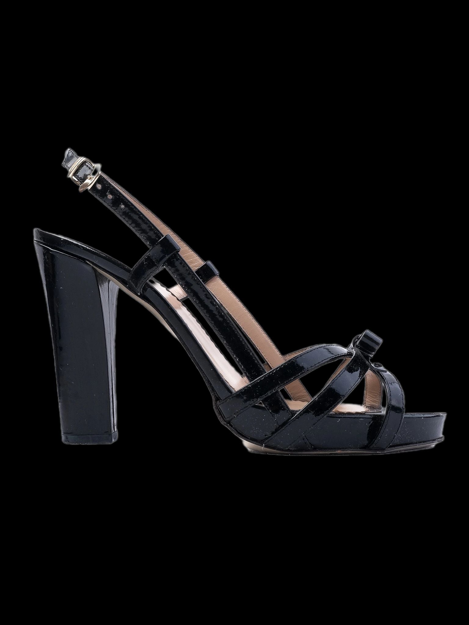 Excellent Emporio Armani Black Leather High-Heeled Sandals Size 38.5