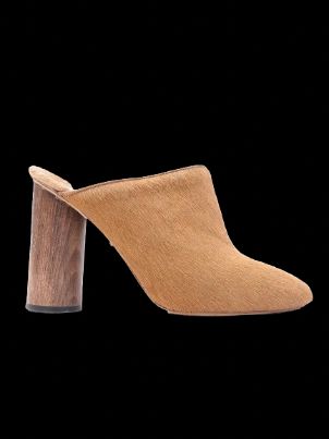 Excellent Brother Vellies Orange Leather High-Heeled Mules Size 41
