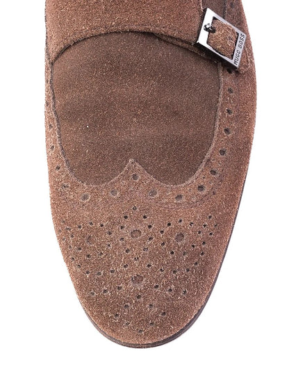 Excellent Hugo Boss Brown Suede Double Monk Strap Shoes Size 40