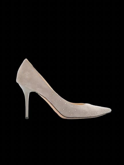 Excellent Jimmy Choo Gray Suede High-Heeled Stiletto Pumps Size 36.5