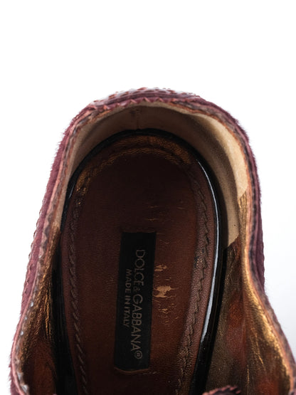 Excellent Dolce Gabbana Red Leather Heeled Shoes Size 38.5