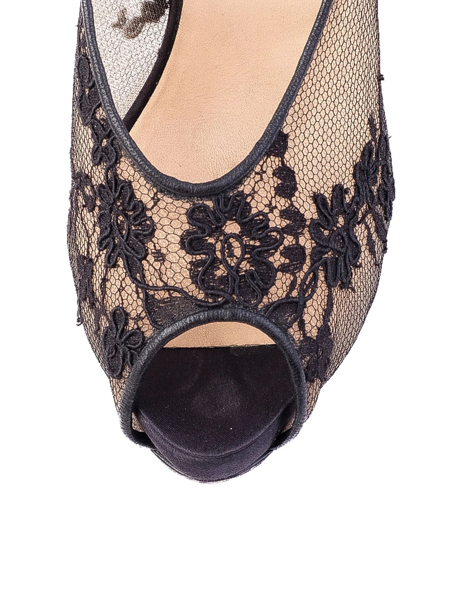 Excellent Christian Louboutin Black Lace Peep-Toe High Heels Size 37.5