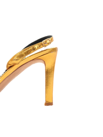 Excellent Manolo Blahnik Yellow Leather High-Heeled Sandals Size N/A
