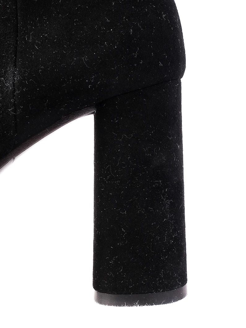 Perfect Ballin Black Leather Knee-High Platform Boots Size 35