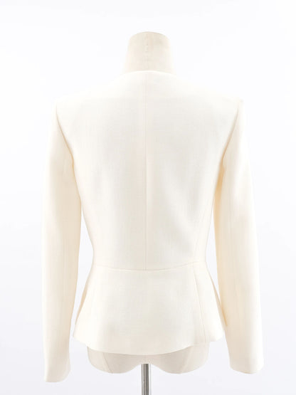 NEW Luisa Spagnoli Yellow Wool Blazer Size L with Ruffled Details