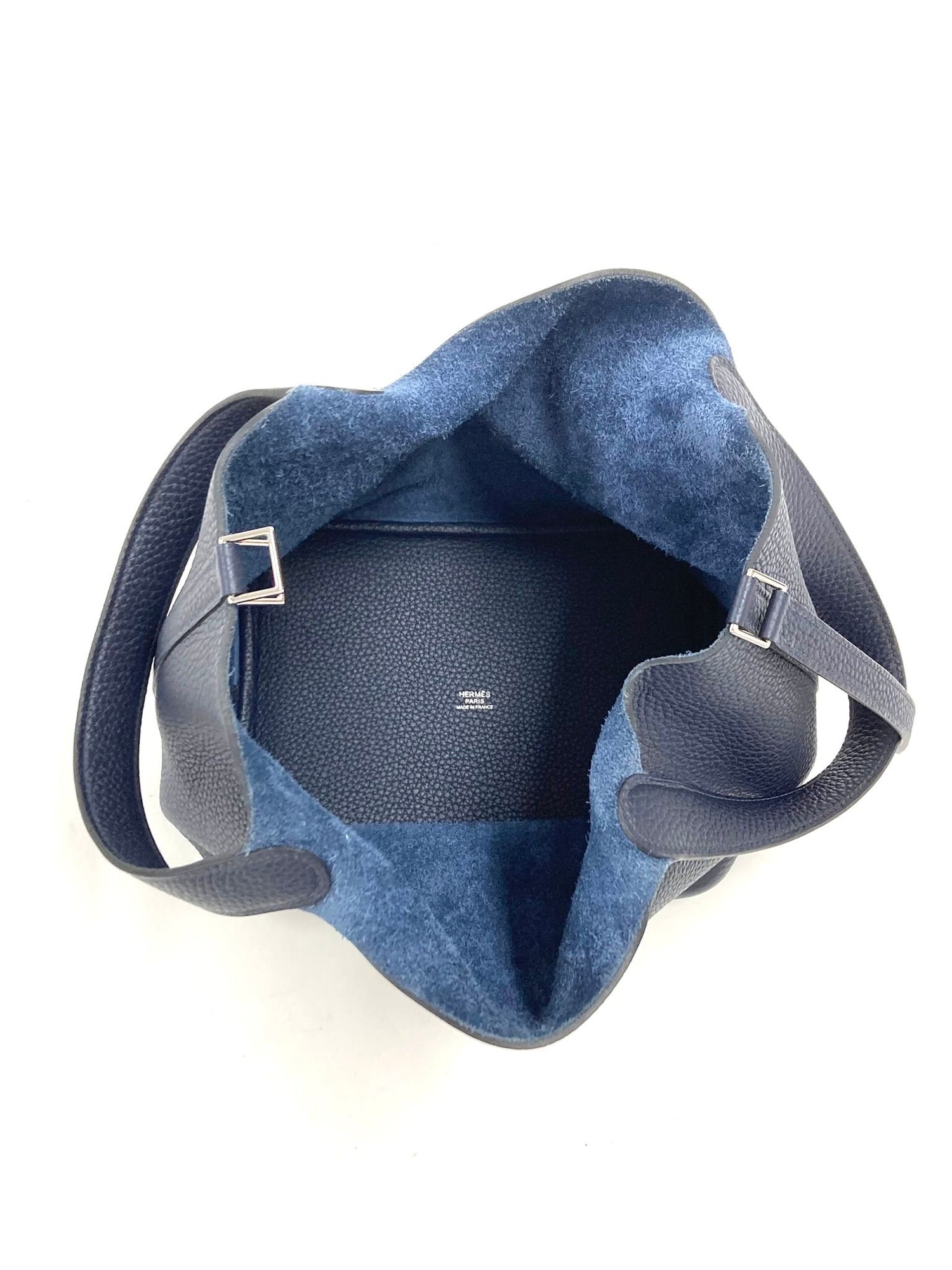 Hermes Navy Picotin MM,Taurillon Clemence PHW  Y Stamp