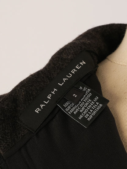 Excellent Ralph Lauren Gray Wool Blouse Size XS with High Neck
