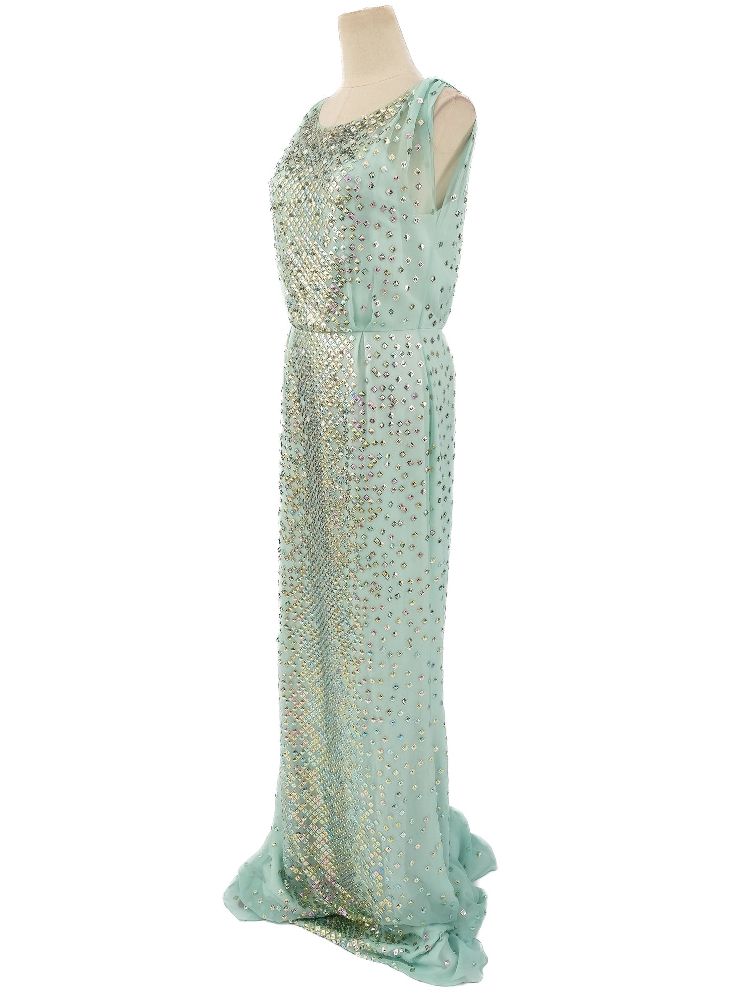 NEW Jenny Packham Green Silk Sleeveless Gown Size M