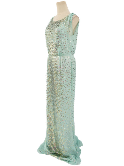 NEW Jenny Packham Green Silk Sleeveless Gown Size M