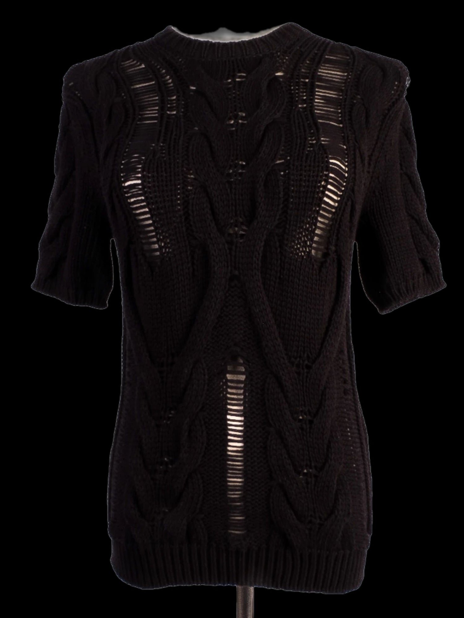 Excellent Max Mara Black Wool Short-Sleeve Sweater Size M