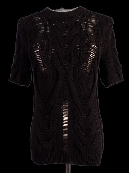 Excellent Max Mara Black Wool Short-Sleeve Sweater Size M