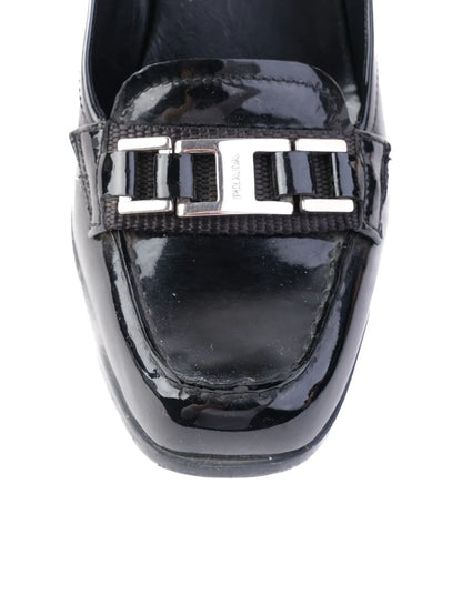 Excellent Prada Black Leather High-Heeled Shoes Size 36.5