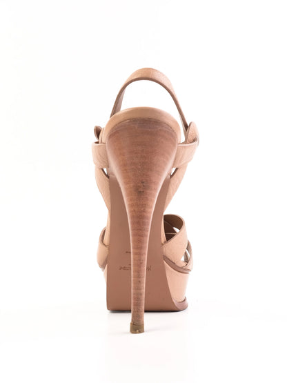 Excellent Yves Saint Laurent Orange Leather Platform Sandals Size 37